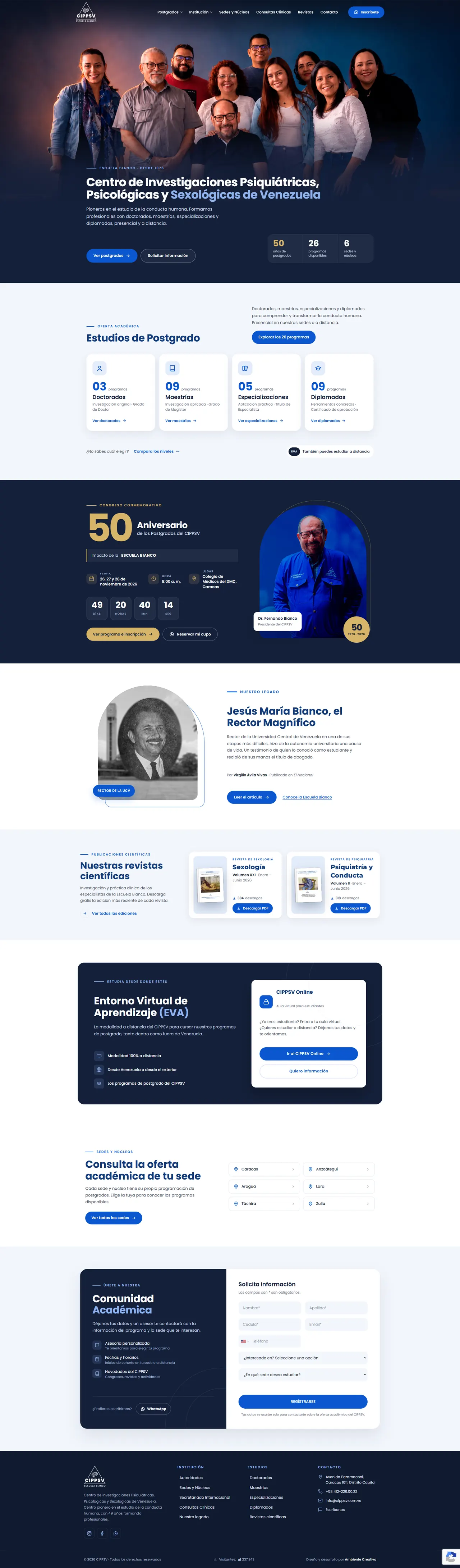 Diseño web en Venezuela: sitio del CIPPSV, Escuela Bianco
