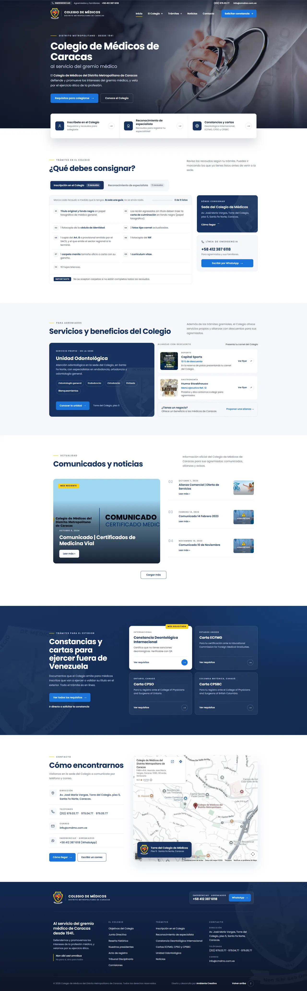 Diseño web en Venezuela: sitio del Colegio de Médicos del Distrito Metropolitano de Caracas